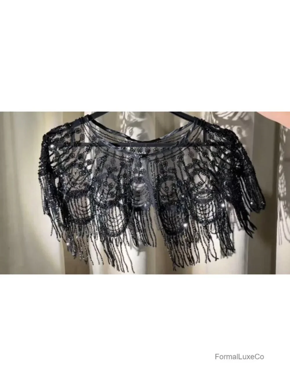1920s Beaded Shawl Wrap Women Fringe Sequin Evening Cape Flapper Party Wedding